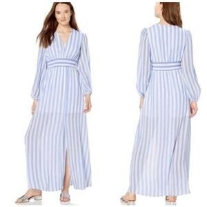 Avec Les Filles Blue White Striped Maxi Dress Preppy Nautical Summer Womens 12